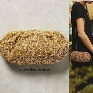 VERY RARE ANTHROPOLOGIE Silk Beaded Clutch